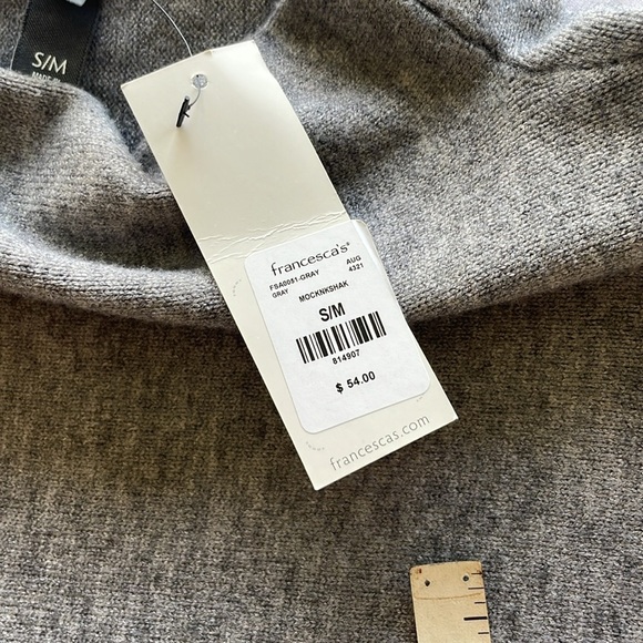 New ALYA Boho Funnel Neck Knit Sweater Poncho Oversize Versatile Heathered Gray - Picture 9 of 15